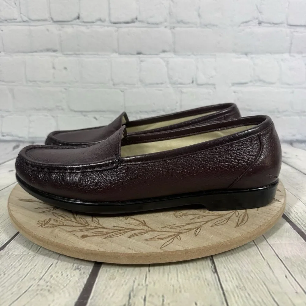 SAS Womens 10 M Burgundy Leather Loafers Tripad Comfort Made in USA Shoes